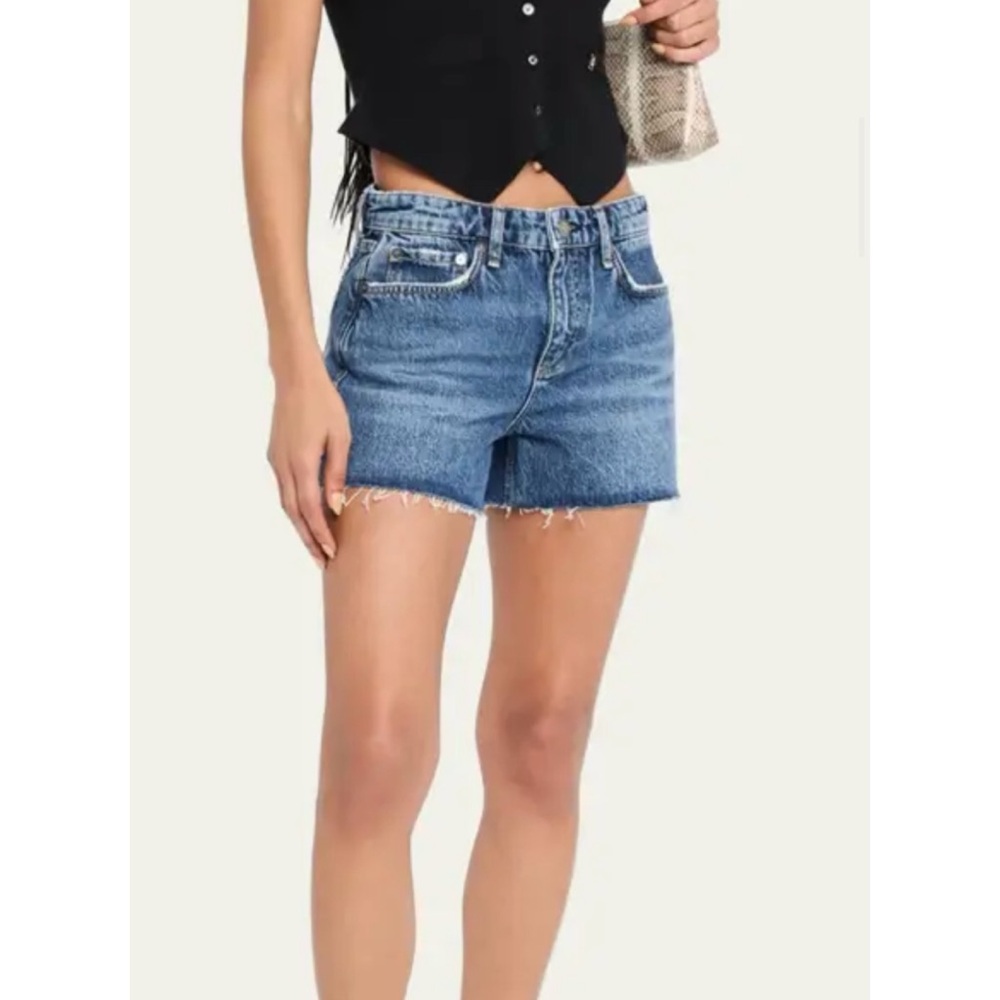 RAG & BONE VINTAGE Y2K WOMEN 9" MID RISE SHORTS 26/27 4" INSEAM COTTON WHISKERED